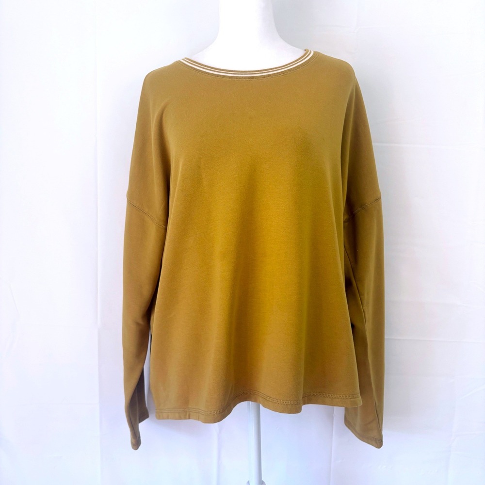 Madewell MWL Sweatshirt Fleece Mustard Yellow Large Womens Top Oversized Lounge